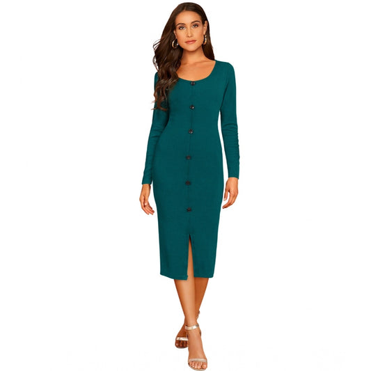 PKRKART Women's Knitting stretchable Round Neck Full Sleeve Dress (Morpich )