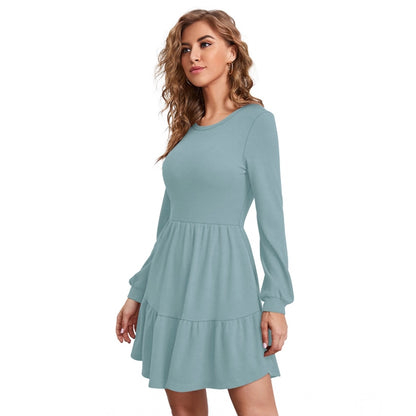 PKRKART Women's Knitting stretchable Solid Round Neck Full Sleeve Dress (Pista)