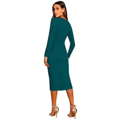 PKRKART Women's Knitting stretchable Round Neck Full Sleeve Dress (Morpich )
