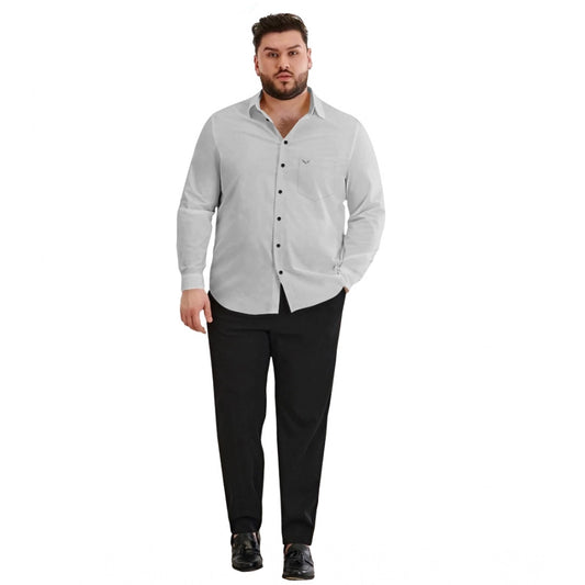 PKRKART Mens Casual Cotton Solid Full Sleeve Shirt (Grey)