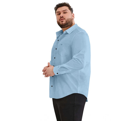 PKRKART Mens Casual Cotton Solid Full Sleeve Shirt (Sky)