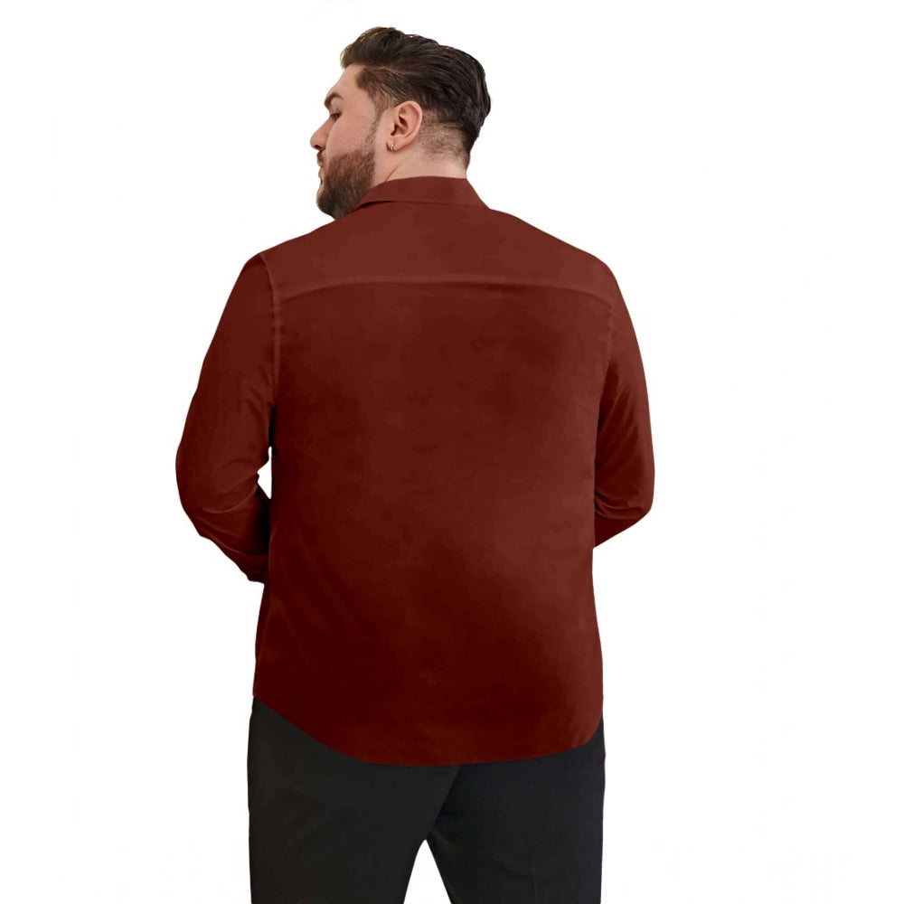 PKRKART Mens Casual Cotton Solid Full Sleeve Shirt (Maroon)