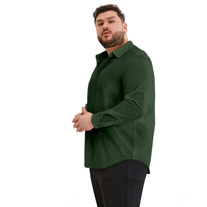 PKRKART Mens Casual Cotton Solid Full Sleeve Shirt (Green)