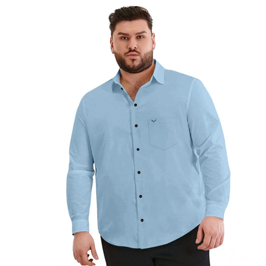 PKRKART Mens Casual Cotton Solid Full Sleeve Shirt (Sky)