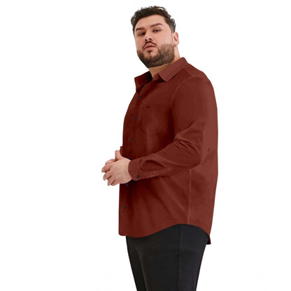 PKRKART Mens Casual Cotton Solid Full Sleeve Shirt (Maroon)