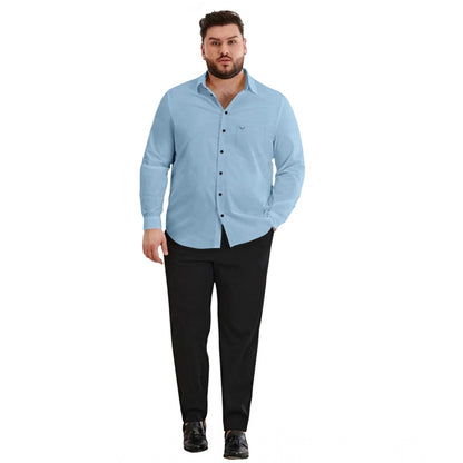 PKRKART Mens Casual Cotton Solid Full Sleeve Shirt (Sky)