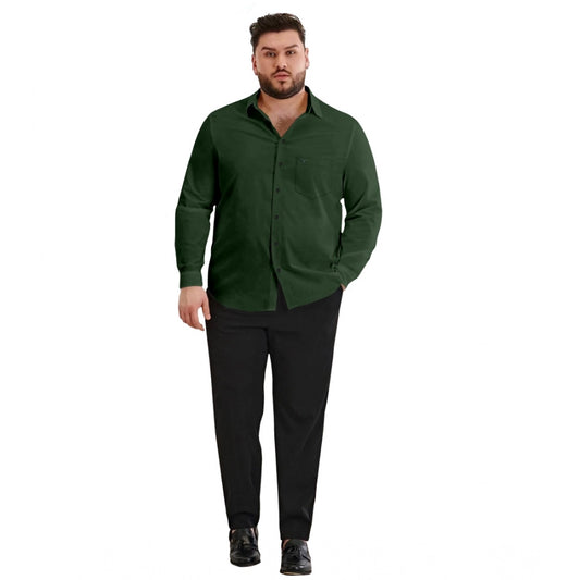 PKRKART Mens Casual Cotton Solid Full Sleeve Shirt (Green)