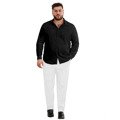 PKRKART Mens Casual Cotton Solid Full Sleeve Shirt (Black)