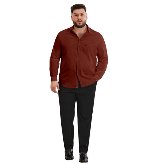 PKRKART Mens Casual Cotton Solid Full Sleeve Shirt (Maroon)