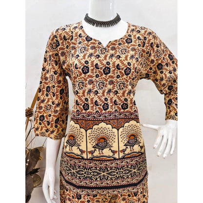 PKRKART Women's Cotton Jaipuri Printed 3-4th Sleeve Co ord Set (Multicolor)