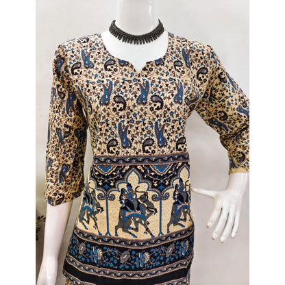 PKRKART Women's Cotton Jaipuri Printed 3-4th Sleeve Co ord Set (Multicolor)