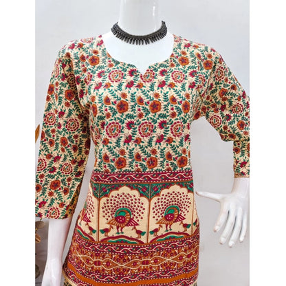 PKRKART Women's Cotton Jaipuri Printed 3-4th Sleeve Co ord Set (Multicolor)