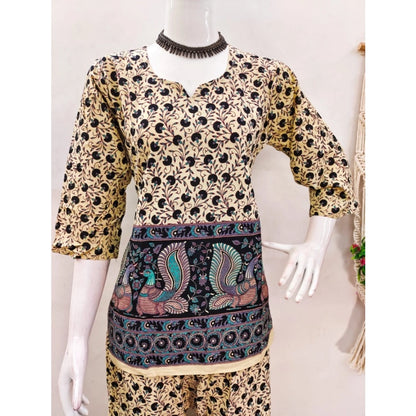 PKRKART Women's Cotton Jaipuri Printed 3-4th Sleeve Co ord Set (Multicolor)