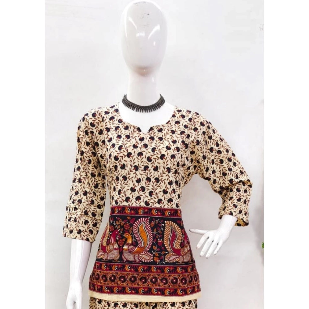 PKRKART Women's Cotton Jaipuri Printed 3-4th Sleeve Co ord Set (Multicolor)