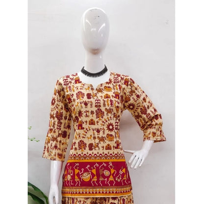 PKRKART Women's Cotton Jaipuri Printed 3-4th Sleeve Co ord Set (Multicolor)