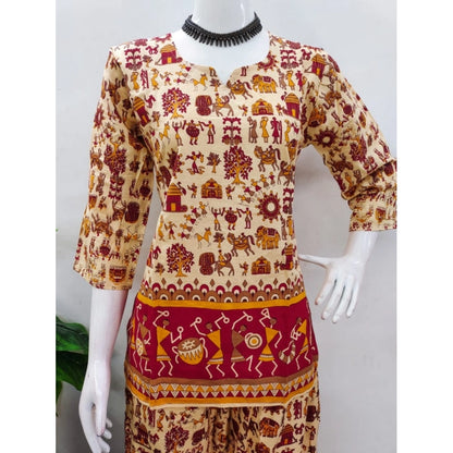 PKRKART Women's Cotton Jaipuri Printed 3-4th Sleeve Co ord Set (Multicolor)