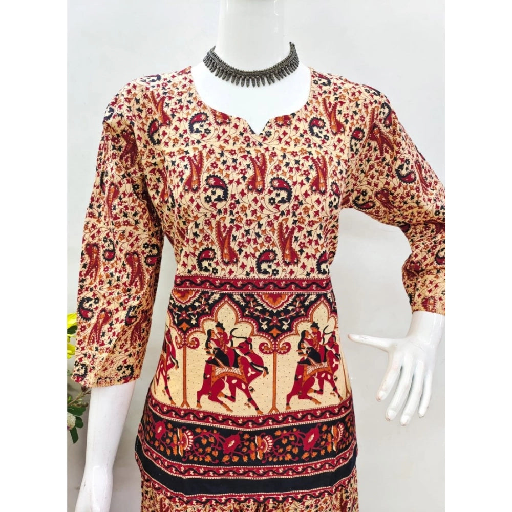 PKRKART Women's Cotton Jaipuri Printed 3-4th Sleeve Co ord Set (Multicolor)