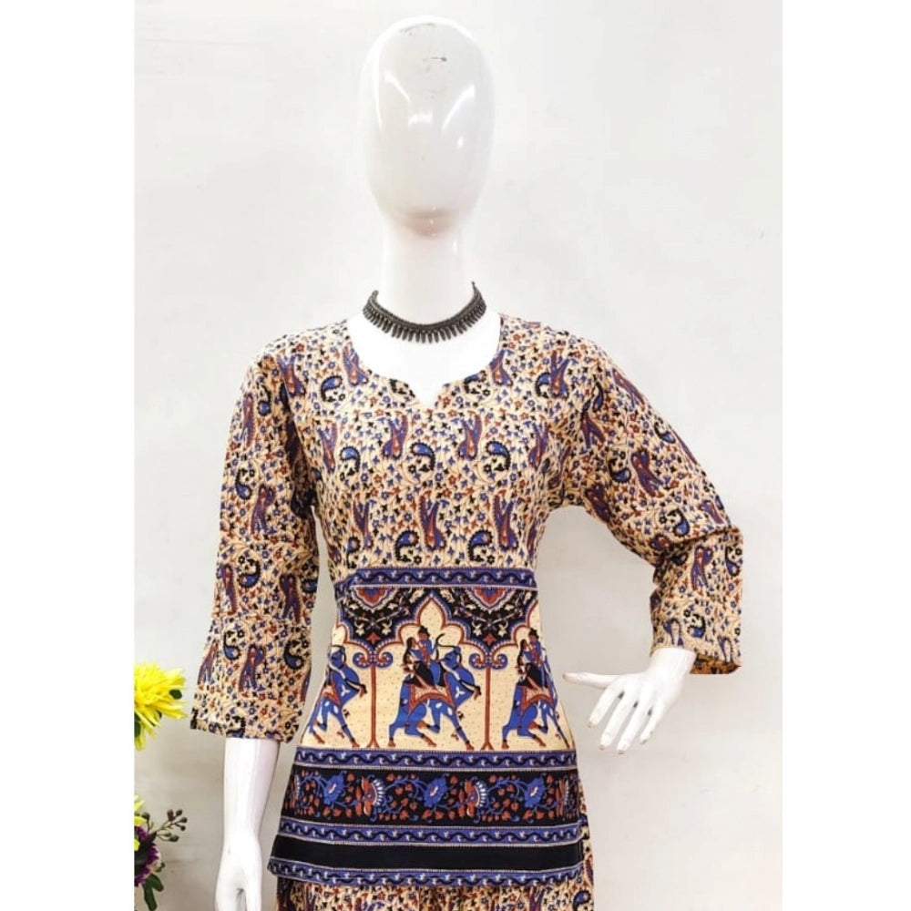 PKRKART Women's Cotton Jaipuri Printed 3-4th Sleeve Co ord Set (Multicolor)