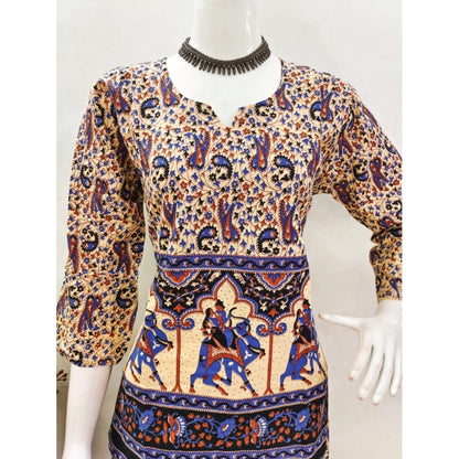 PKRKART Women's Cotton Jaipuri Printed 3-4th Sleeve Co ord Set (Multicolor)