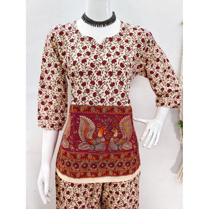 PKRKART Women's Cotton Jaipuri Printed 3-4th Sleeve Co ord Set (Multicolor)