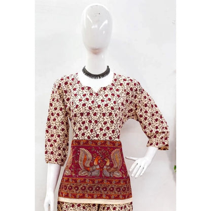 PKRKART Women's Cotton Jaipuri Printed 3-4th Sleeve Co ord Set (Multicolor)