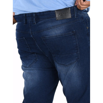 PKRKART Men's Cotton Blended Solid Plus Size Jeans (Dark Blue)