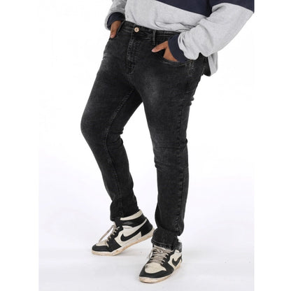 PKRKART Men's Cotton Blended Solid Plus Size Jeans (Grey)