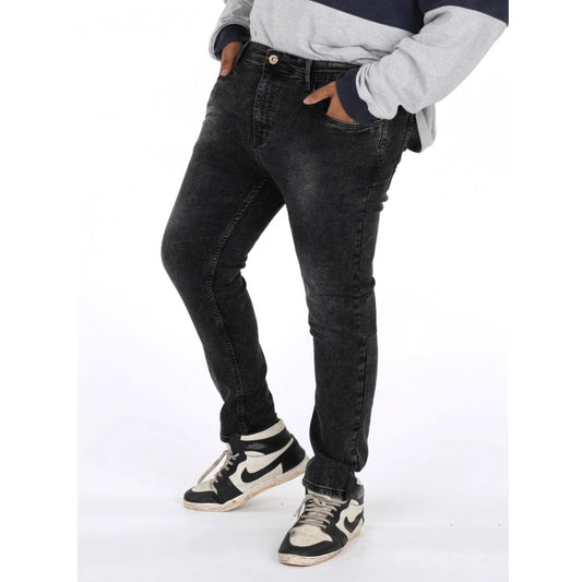 PKRKART Men's Cotton Blended Solid Plus Size Jeans (Grey)
