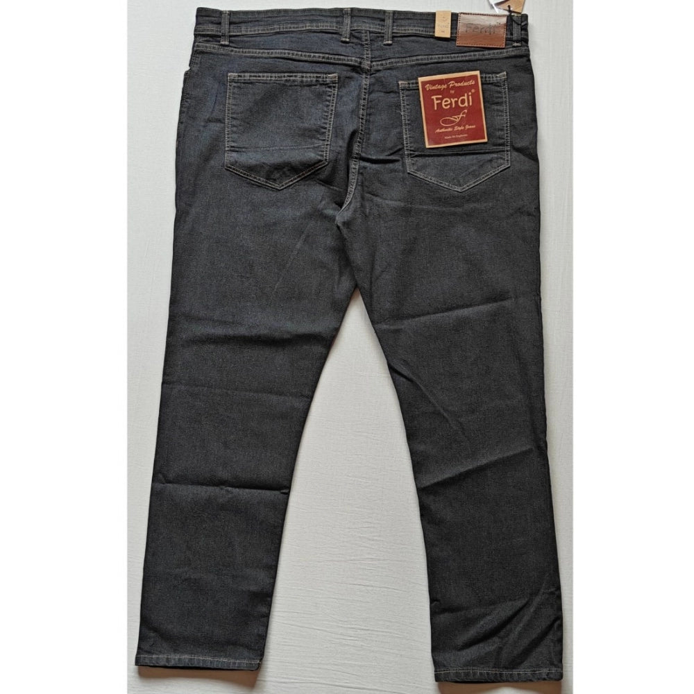 PKRKART Men's Cotton Blended Solid Plus Size Jeans (Dark Grey)
