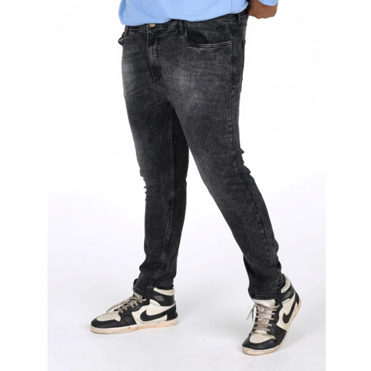 PKRKART Men's Cotton Blended Solid Plus Size Jeans (Grey)