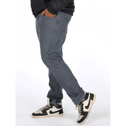 PKRKART Men's Cotton Blended Solid Plus Size Jeans (Grey)