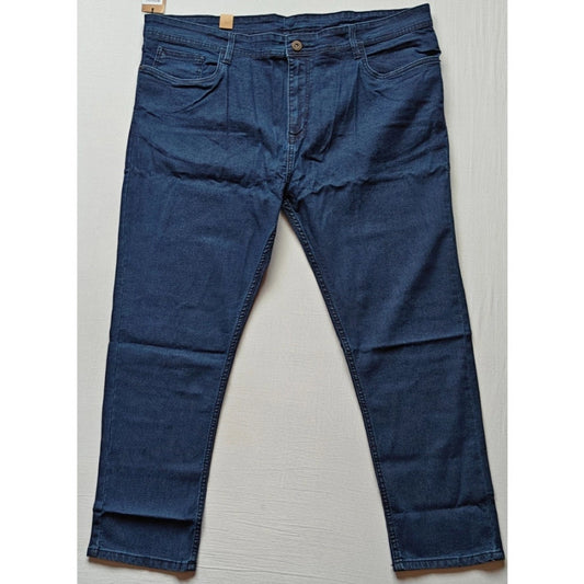 PKRKART Men's Cotton Blended Solid Plus Size Jeans (Dark Blue)