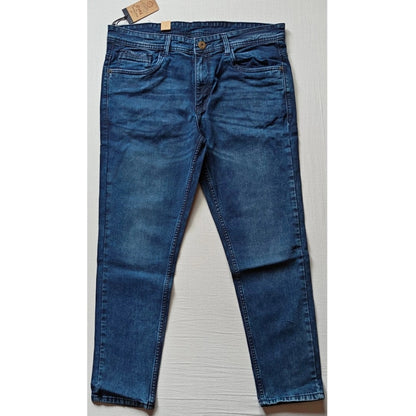 PKRKART Men's Cotton Blended Solid Tapered Jeans (Blue)