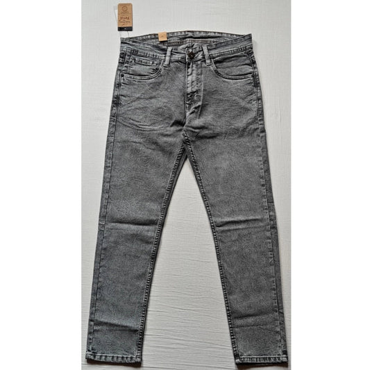 PKRKART Men's Cotton Blended Solid Tapered Jeans (Grey)