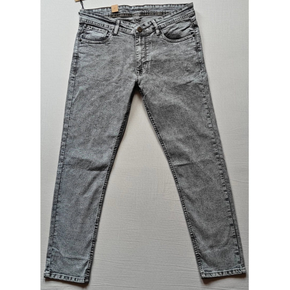 PKRKART Men's Cotton Blended Solid Tapered Jeans (Grey)