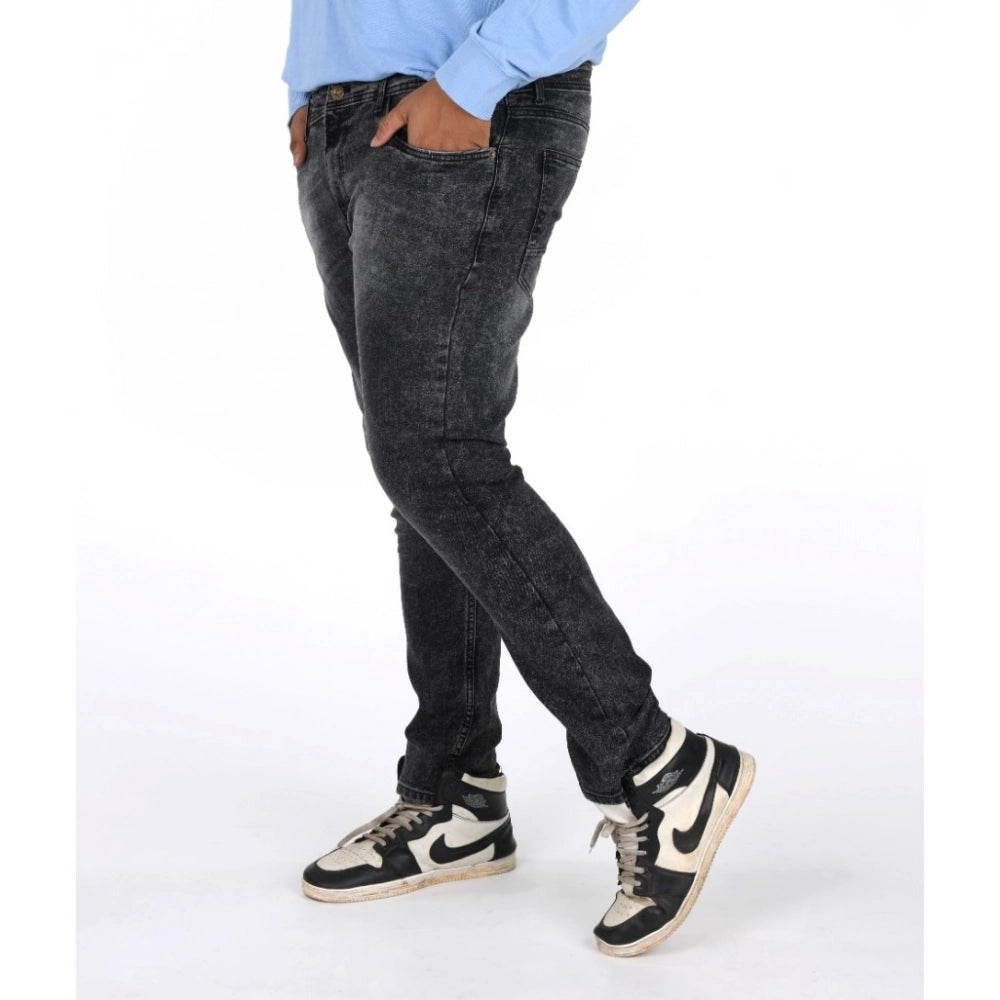 PKRKART Men's Cotton Blended Solid Plus Size Jeans (Grey)