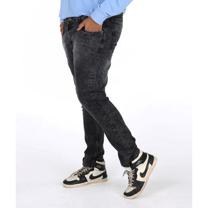 PKRKART Men's Cotton Blended Solid Plus Size Jeans (Grey)