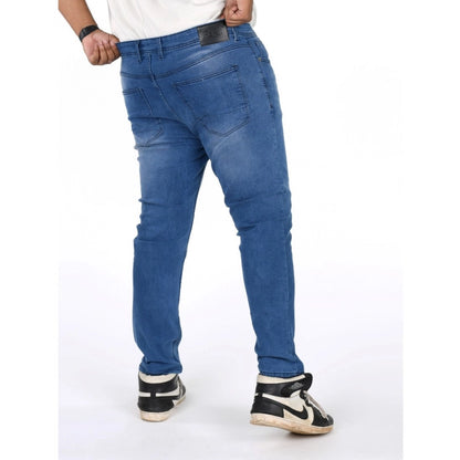 PKRKART Men's Cotton Blended Solid Plus Size Jeans (Blue)