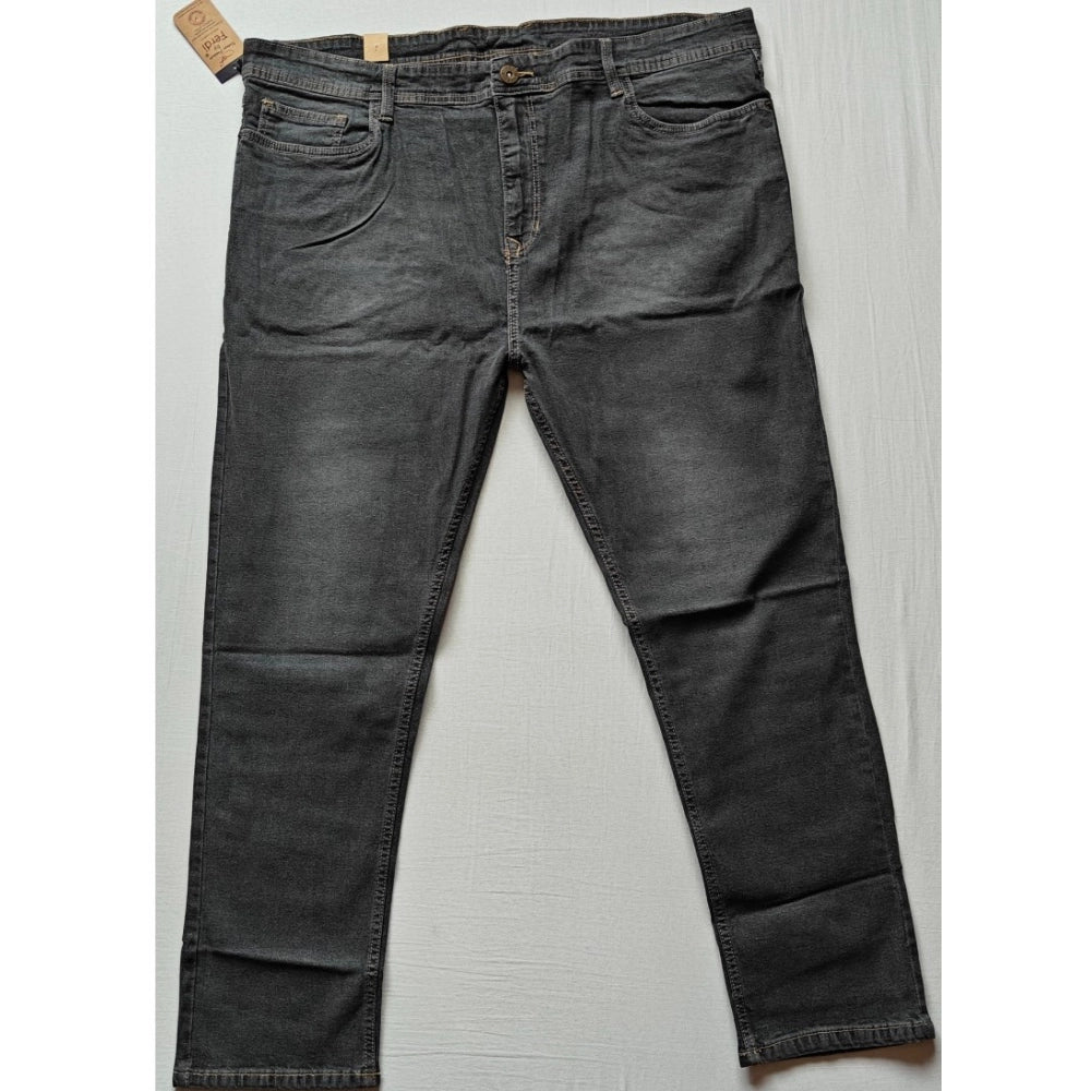 PKRKART Men's Cotton Blended Solid Plus Size Jeans (Dark Grey)