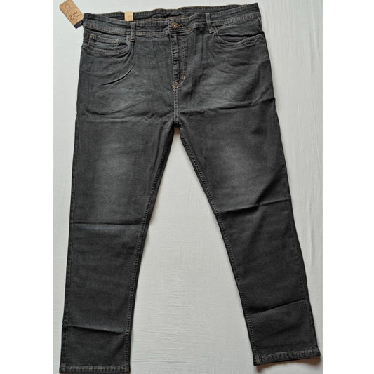 PKRKART Men's Cotton Blended Solid Plus Size Jeans (Dark Grey)