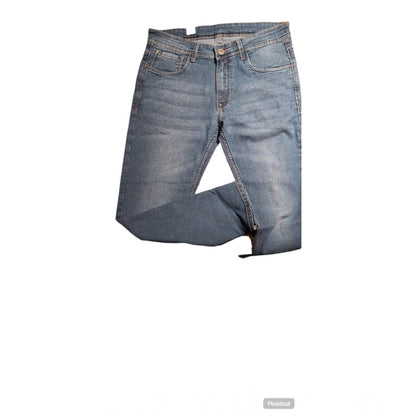 PKRKART Men's Cotton Blended Solid Tapered Jeans (Blue)