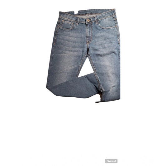 PKRKART Men's Cotton Blended Solid Tapered Jeans (Blue)