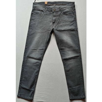 PKRKART Men's Cotton Blended Solid Tapered Jeans (Grey)