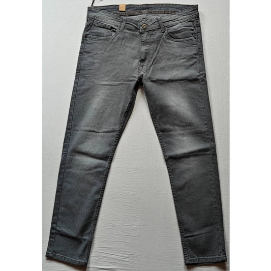 PKRKART Men's Cotton Blended Solid Tapered Jeans (Grey)