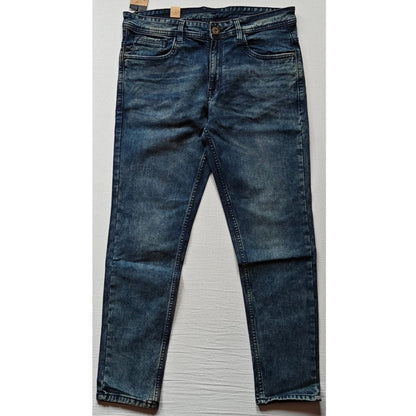 PKRKART Men's Cotton Blended Solid Tapered Jeans (Blue)