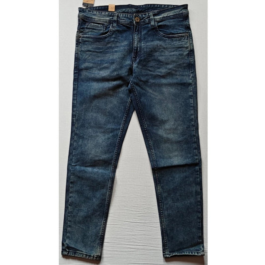 PKRKART Men's Cotton Blended Solid Tapered Jeans (Blue)