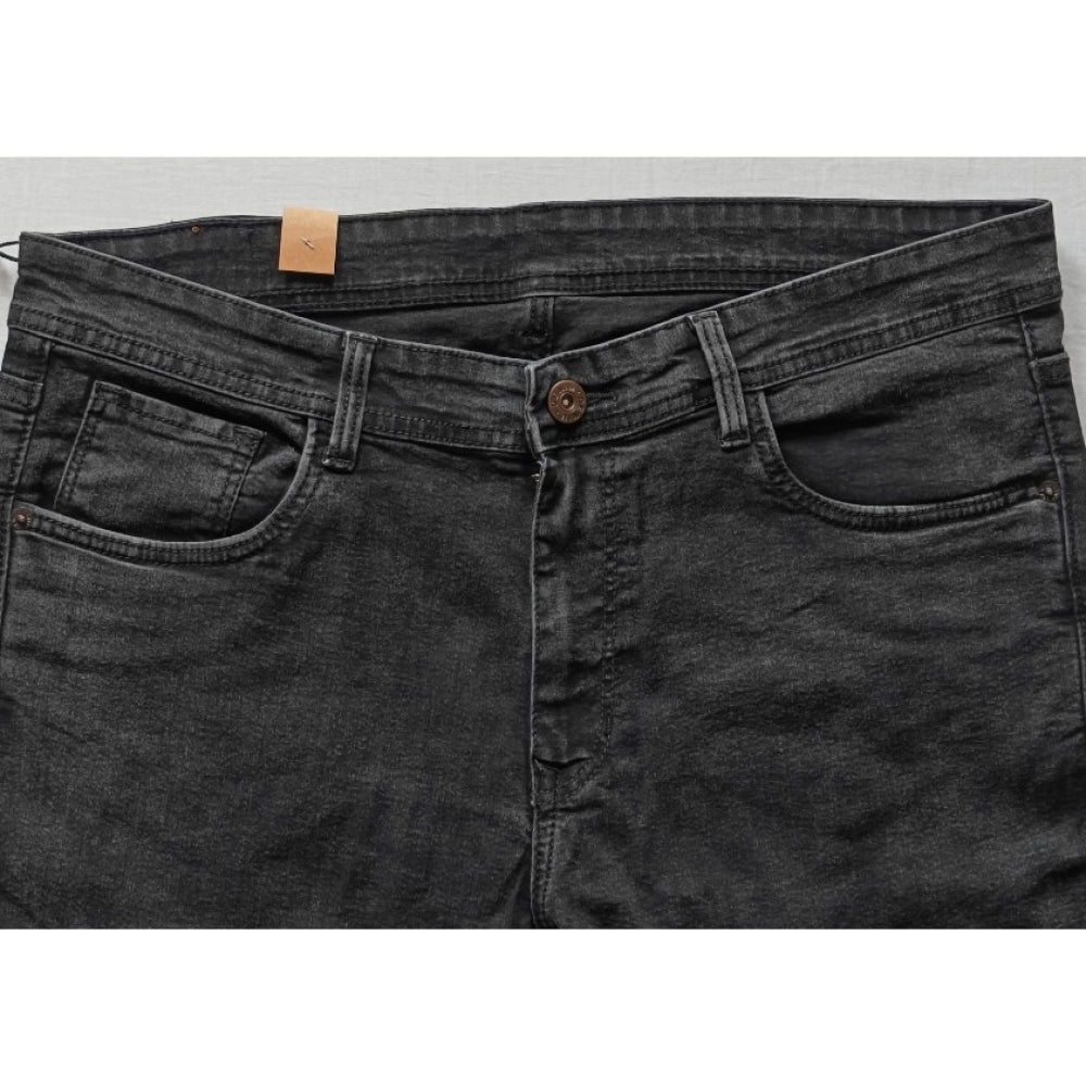 PKRKART Men's Cotton Blended Solid Tapered Jeans (Grey)