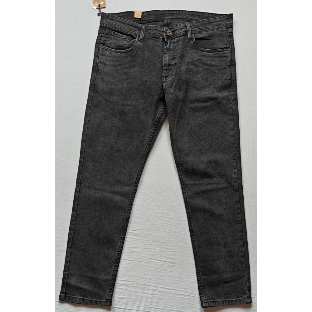 PKRKART Men's Cotton Blended Solid Tapered Jeans (Grey)