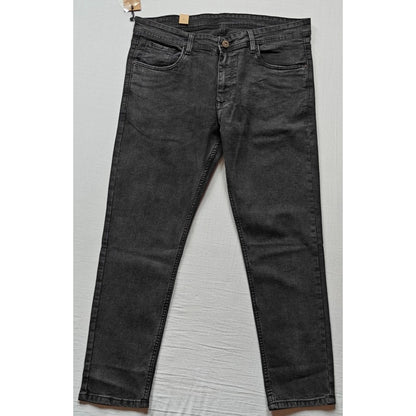 PKRKART Men's Cotton Blended Solid Tapered Jeans (Grey)