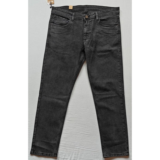PKRKART Men's Cotton Blended Solid Tapered Jeans (Grey)